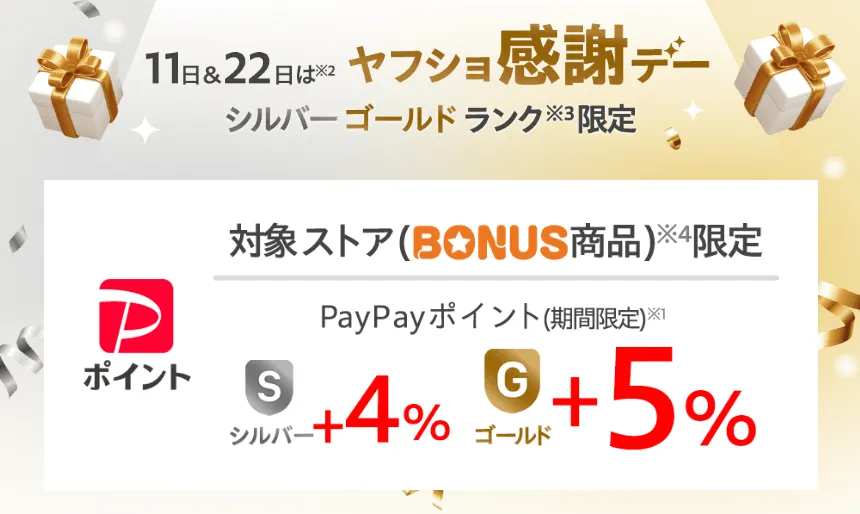 毎月11日と22日は「ヤフショ感謝デー」がお得