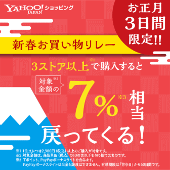 Yahoo!ショッピングのお正月キャンペーンは「初買い応援！新春お買い物リレー」